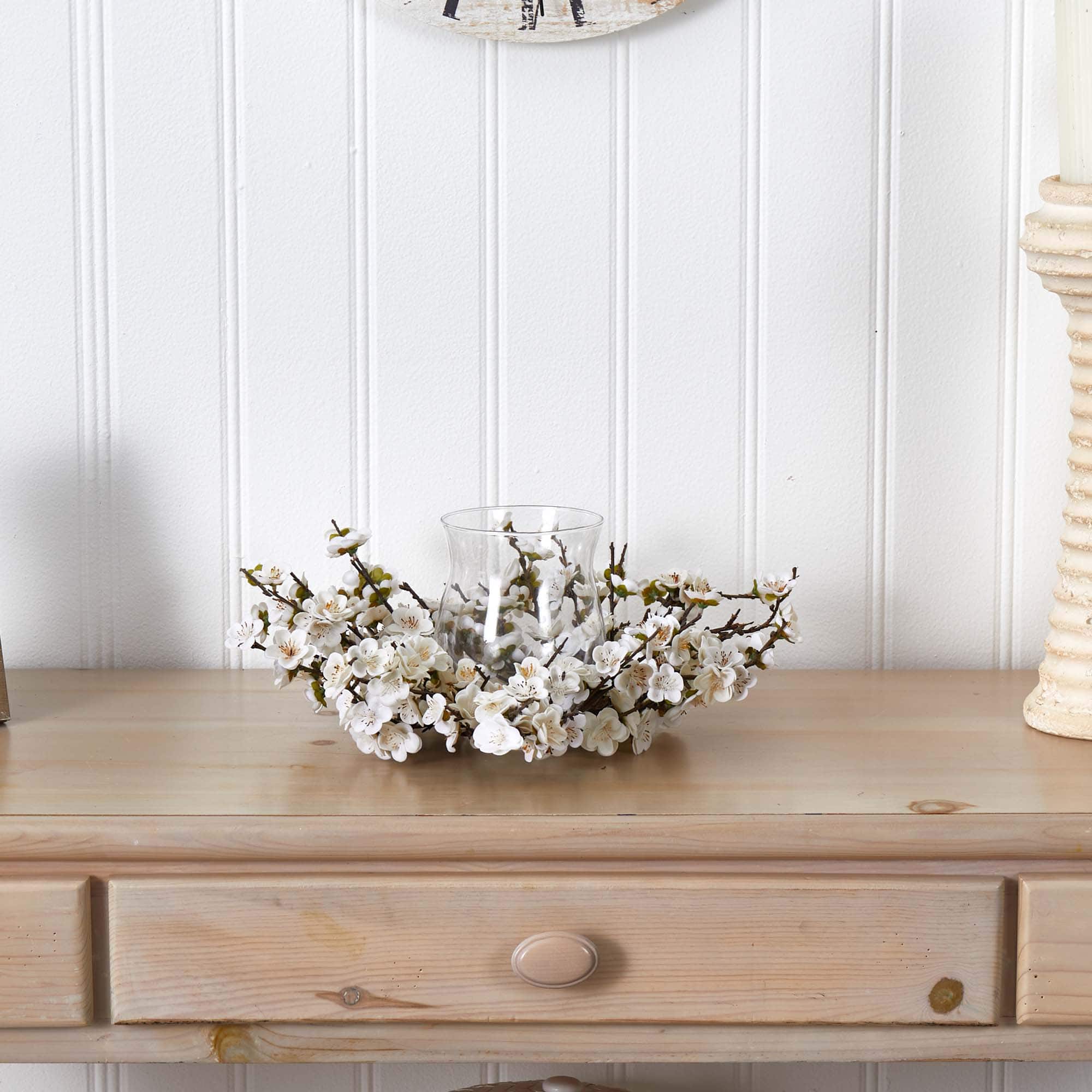 6.5" White Plum Blossom Candelabrum
